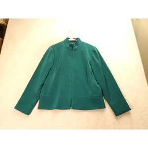 Studio 1‎ Jacket Womens Petite 10P Teal 100% Polyester Long Sleeve Full Zipper